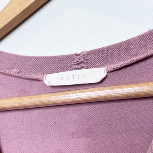 Entro Women’s Pink Rose Distressed Babydoll Tier Ruffle Keyhole Cutout Blouse - Picture 14 of 15